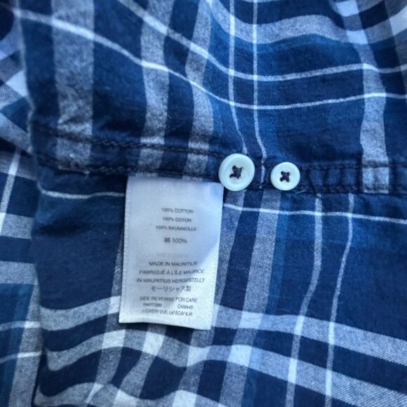 J.Crew Indian Madras Mens Slim-Fit Blue White Plaid Button-Down Shirt XL Cotton - Picture 4 of 8